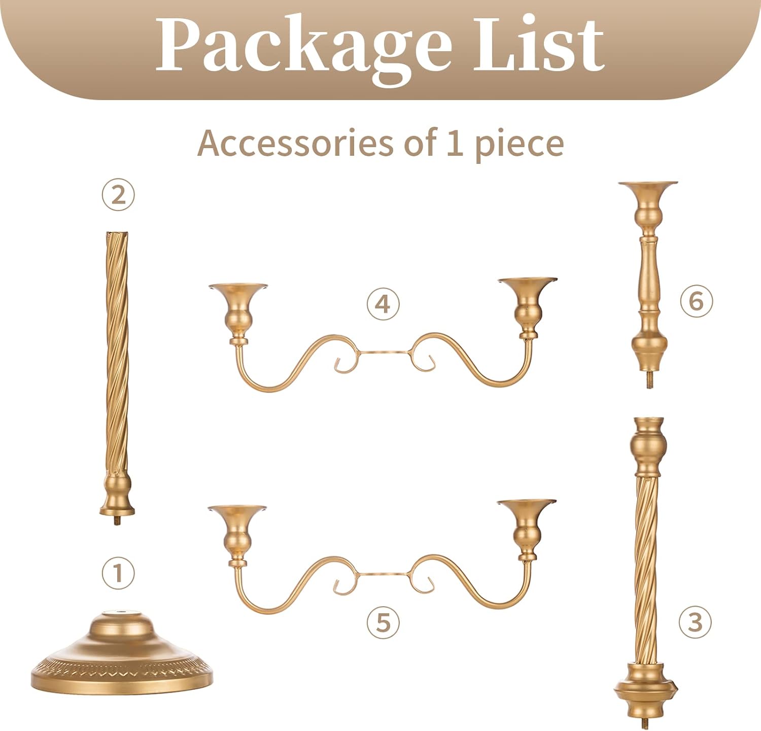 Sziqiqi Gold Floor Candelabra | Tall 5-Arm Metal Candle Holder for Elegant Wedding Centerpieces