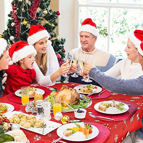 Irenare Red Snowman Christmas Tablecloth 54x108 in - 1 Pcs Winter Snowflake Plastic