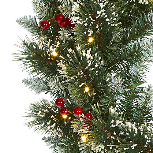 Nearly Natural 24in Pre-Lit Frosted Swiss Pine Christmas Wreath