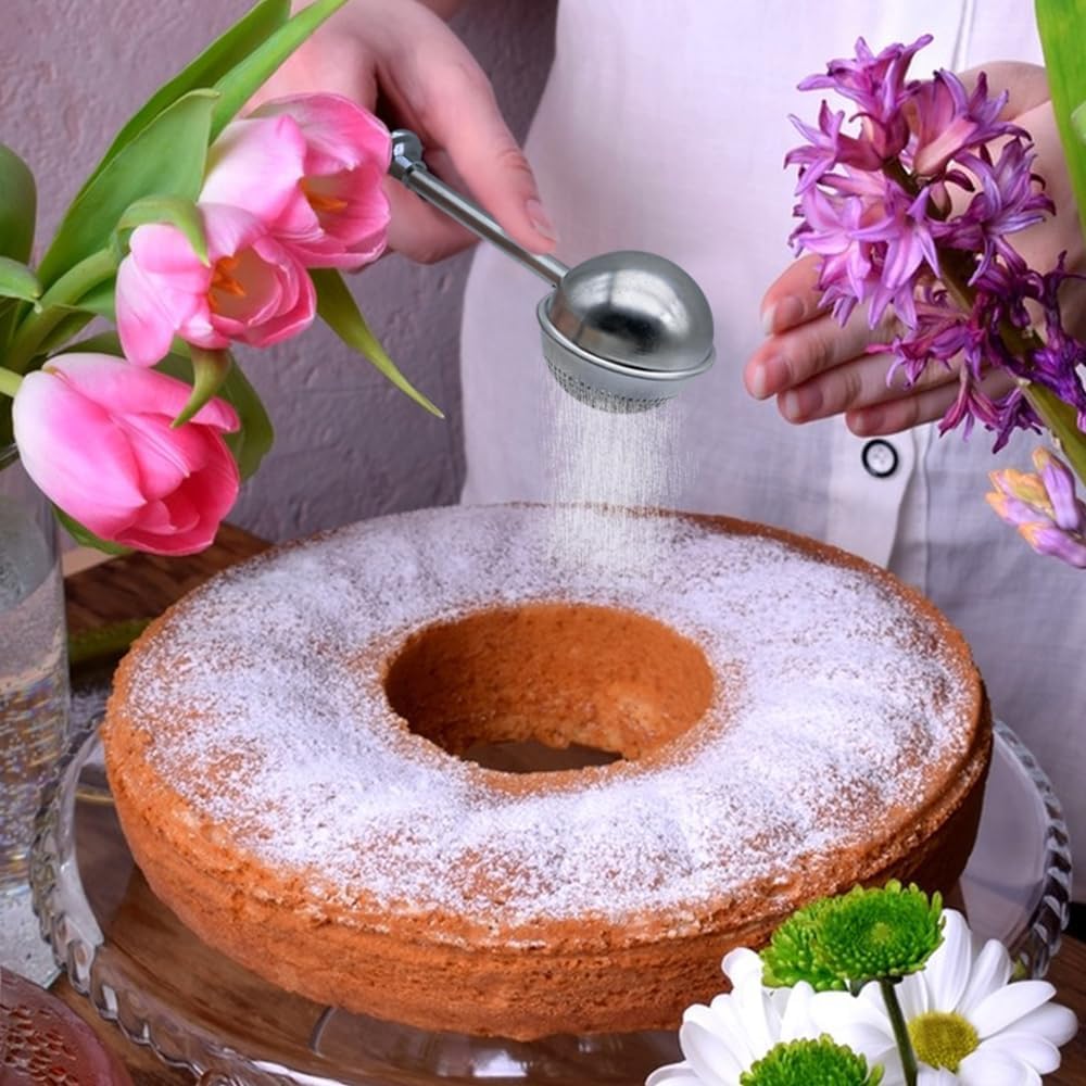 SENHAI 2 PCS Stainless Steel Flour Sifter - Perfect for Baking & Dusting Sugar, Spices, Tea