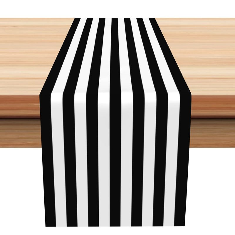 Black and White Table Runner 13x90inchs Black White Striped Table Runner for Party Table Decor Linen Runner for Kitchen Dining Decor