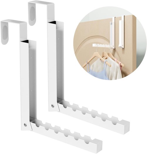 BAKON Folding Clothes Drying Rack - Over The Door Hanger for Compact Spaces | 2 Pack, Portable Design