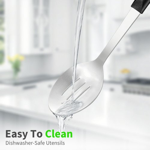 Teammay 4-Piece Nylon Cooking Utensil Set - Heat-Resistant, Dishwasher Safe Kitchen Tools with Stainless Steel & PP Hybrid Handle for Nonstick Cookware (Ladle, Spatula, Slotted Spoon, Whisk)