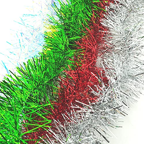 36ft Iridescent Christmas Tinsel Garland - Holiday Tree Decor Streamers