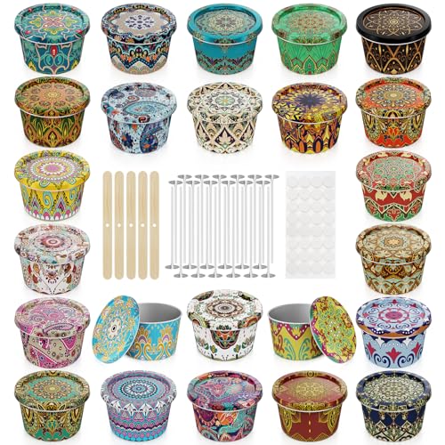 24 Pack Empty Candle Tins with Lids - 2.5 oz Metal Containers