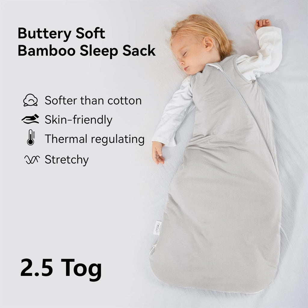 Rayon Made From Bamboo Sleep Sack - Ultra Soft 2.5 Tog Winter Blanket for Babies 6-12 Months | 2-Way Zipper