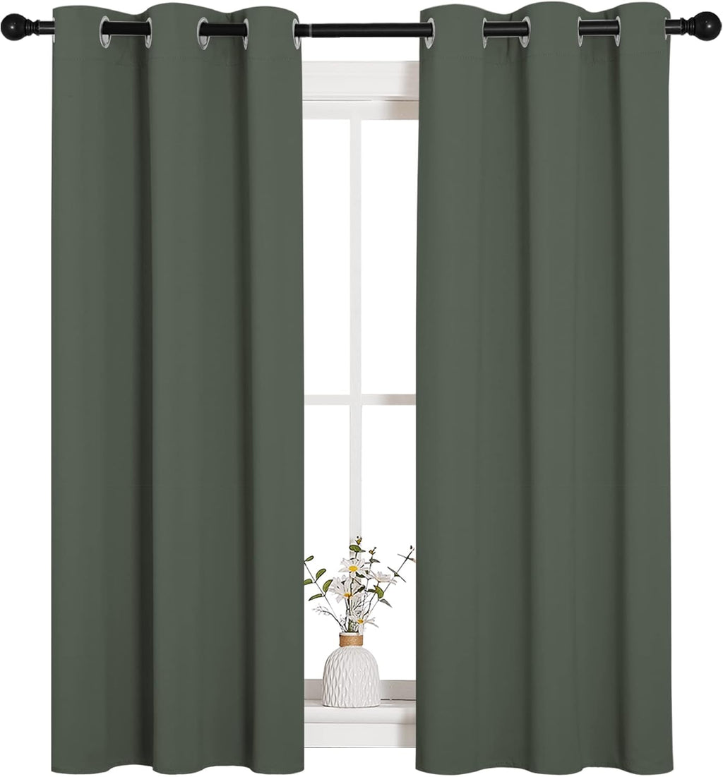NICETOWN Blackout Draperies - Thermal Insulated Grommet Curtains for Kids Room | Dark Mallard, Set of 2 (34x54)