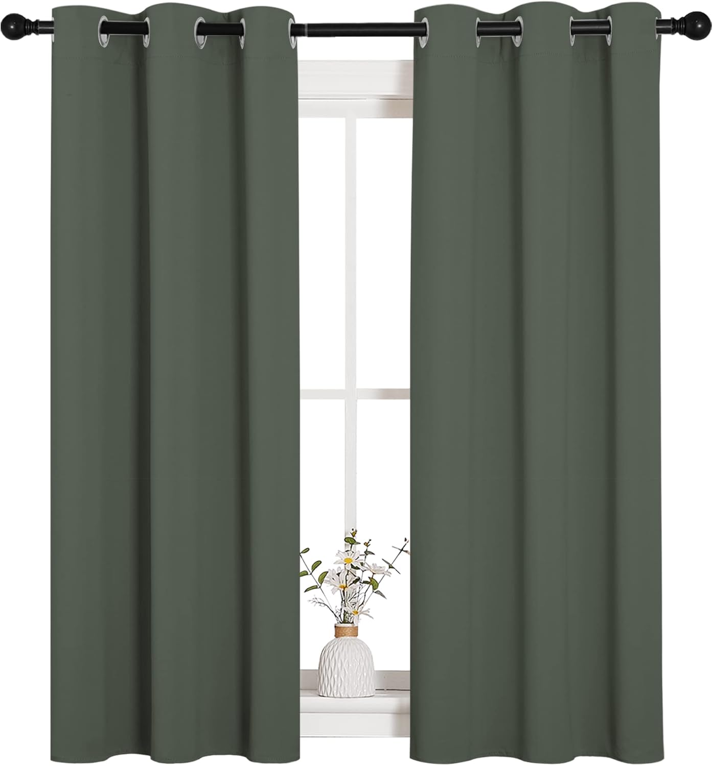 NICETOWN Blackout Draperies - Thermal Insulated Grommet Curtains for Kids Room | Dark Mallard, Set of 2 (34x54)