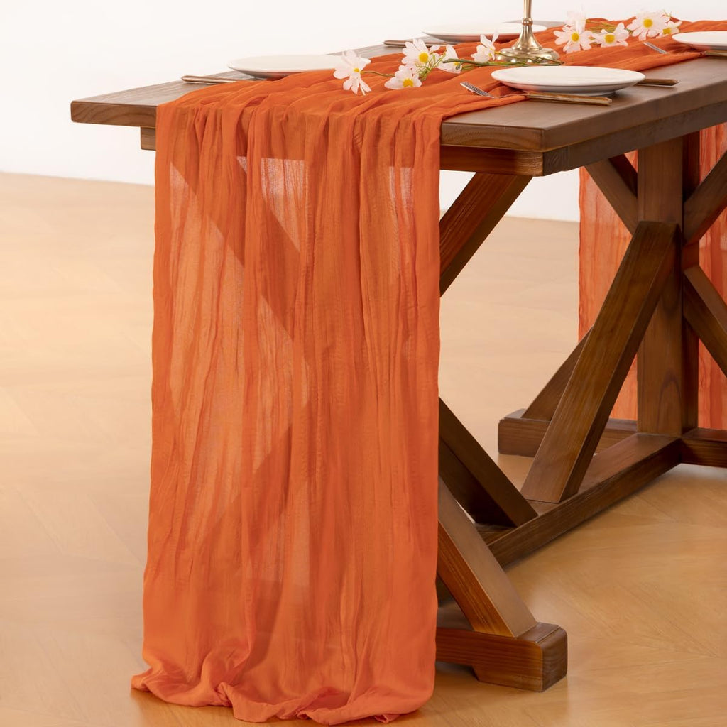 Socomi Cheesecloth Table Runner - 120 Inch Orange Gauze for Easter & Spring Decor | Boho Rustic Style