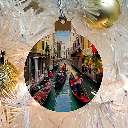Venice Italy Gondolas Canals Wood Christmas Ornament