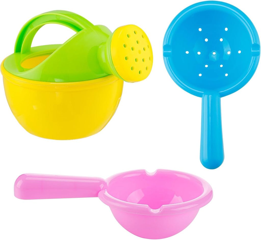 Skiennix Bath Toys for Toddlers 1-3 Years - Easy to Clean, Mold-Free Water Play Set, 3 Pack (Yellow)