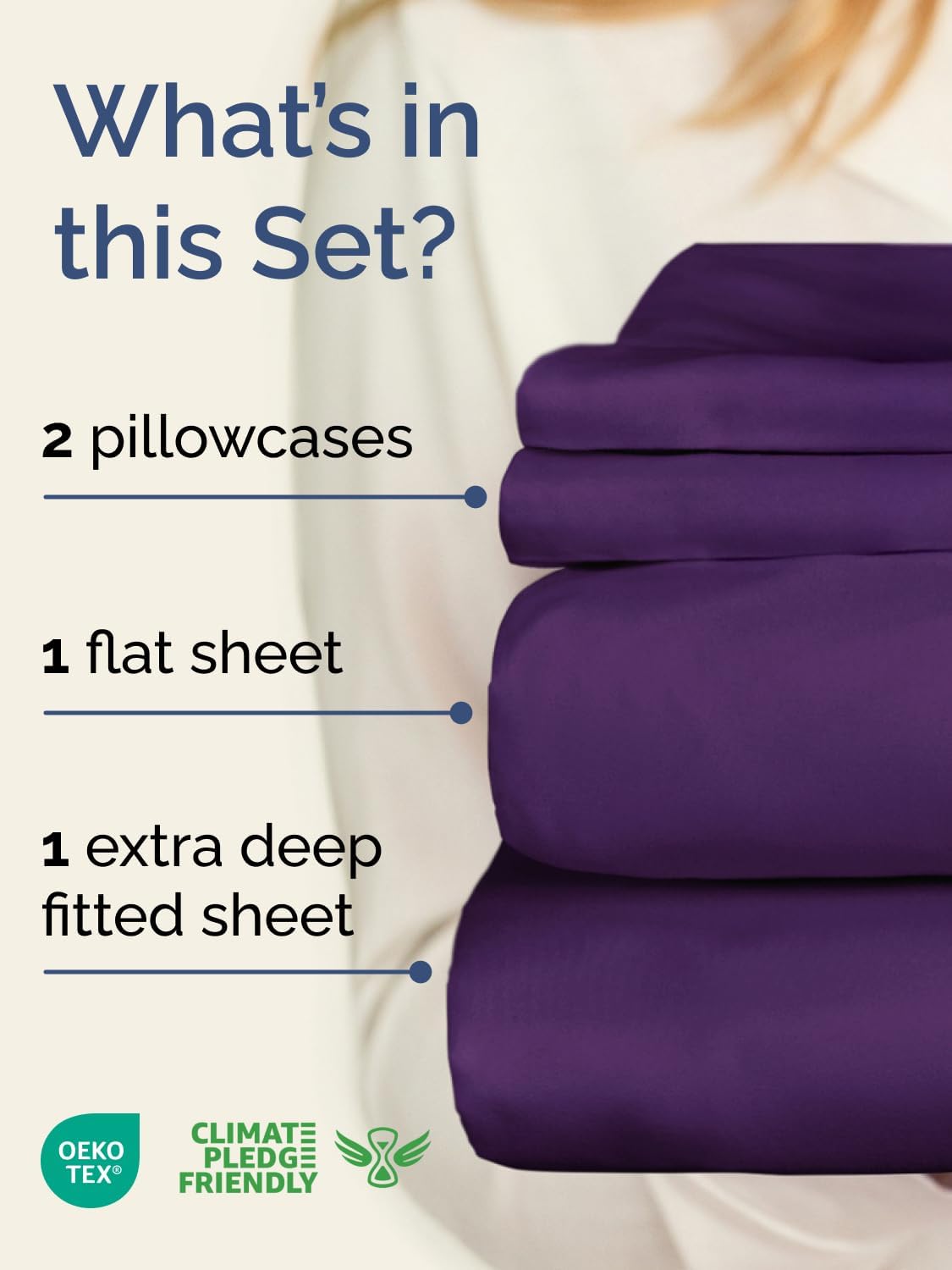 Skiennix Extra Deep Twin Sheet Set | 4-Piece Breathable Cooling Bedding - Soft, Wrinkle-Free Purple