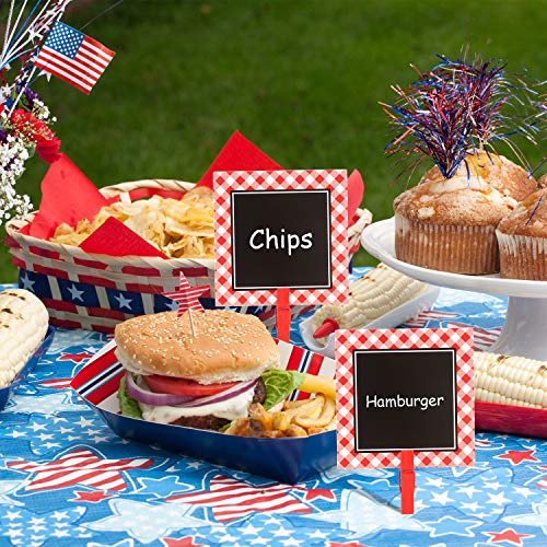 20-Piece Mini Chalkboard Signs with Red Gingham Clips for Food Labels