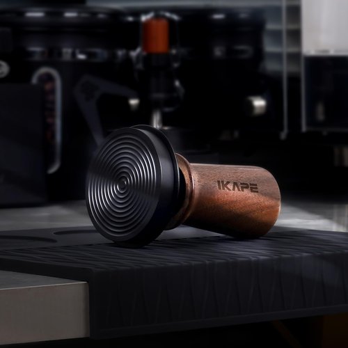IKAPE 53.3mm Espresso Tamper, Spring-loaded Calibrated Tamper with Walnut Handle, Titanium Ripple Plating Base, Fits for 54 Breville Espresso Machine Bottomless Portafilter