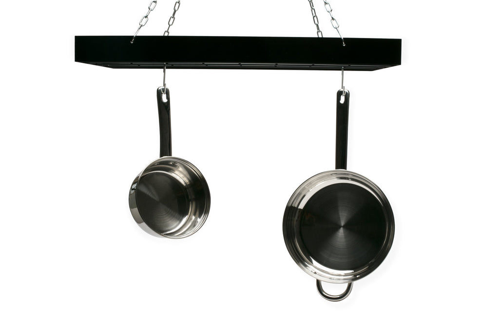 Fox Run Kitchen Pot Hanging Rack, Rectangular Rack with Chains and 6 Hooks