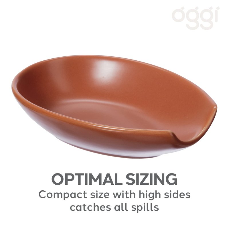 OGGI Spooner Ceramic Spoon Rest- Spoon Rest for Stove Top, Spoon Holder for Countertop, Kitchen Decor for Counter, Coffee Bar Accessories, Brick Red