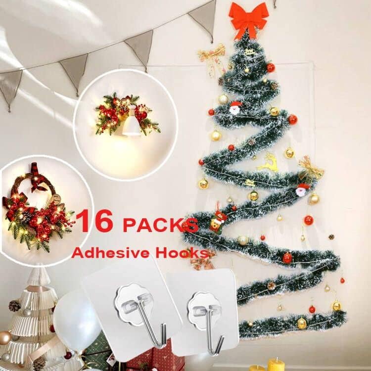 ZESLMG Adhesive Wall Hooks - Heavy Duty 22lb Clear Self-Sticky Hooks | 16 Pack No Damage for Towel, Key, Coat, Picture