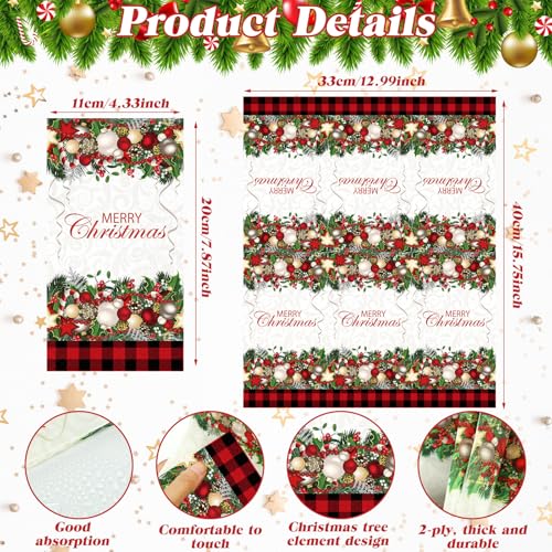 Cholemy Christmas Ball Guest Napkins 200 Pack - Festive Paper Towels for Holiday Parties