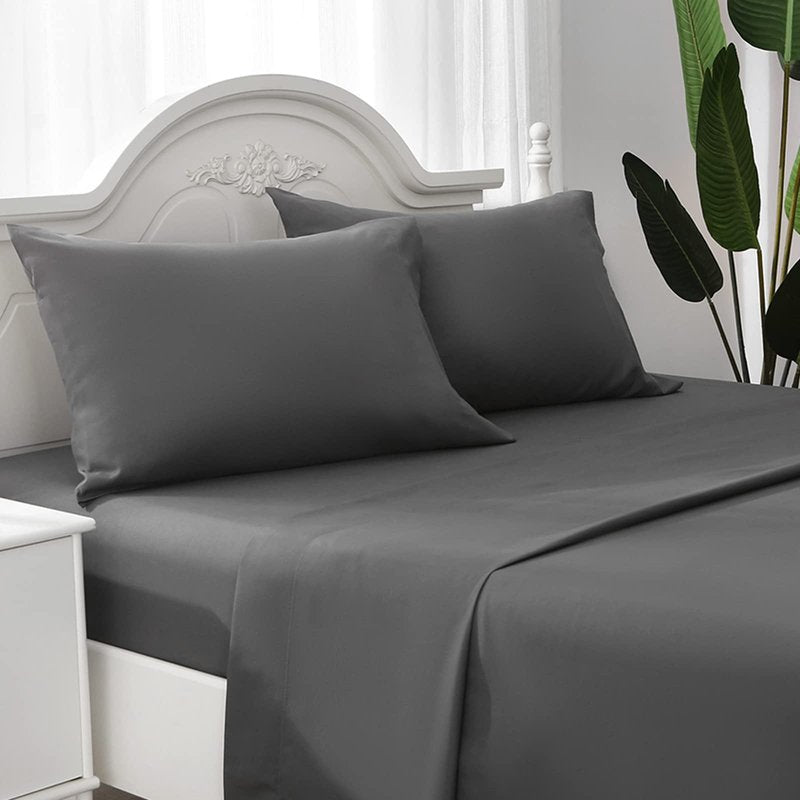 ILAVANDE Grey Sheets Set,Super Soft Microfiber Bed Sheets Set-Wrinkle Free & Breathable-14 Deep Pocket Queen Size Sheets (Dark Gray, Queen)