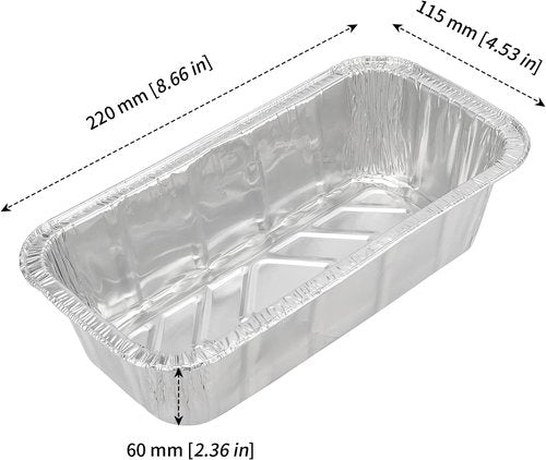 MANCHAP Foil Bread Baking Pans - 100 Pack Aluminum Trays for Food Storage | 8.6 x 4.5 x 2.4 Inch, Silver