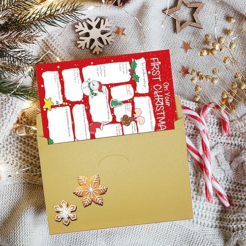 Qiliji Q&A First Christmas Card for Baby – Funny Baby Boy Girl Keepsake (Your First Christmas)