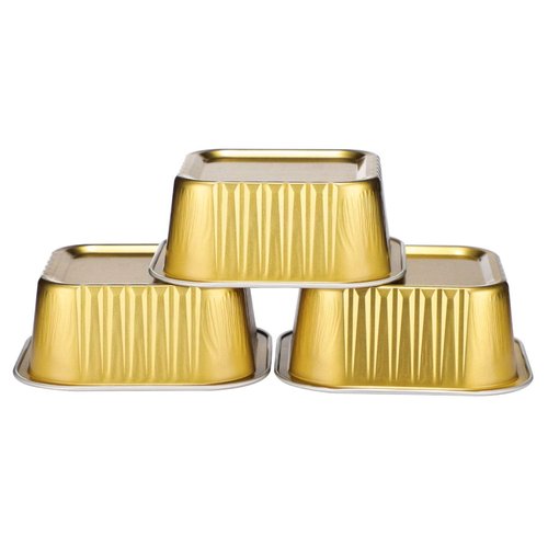 EUSOAR Mini Baking Cups, 5oz 100pcs Gold Aluminum Foil Dessert Cups Ramekins with Lids Cake Pan Tin for Creme Brulee Pudding Pie Cheese, Cupcake Liners for Wedding Christmas Party