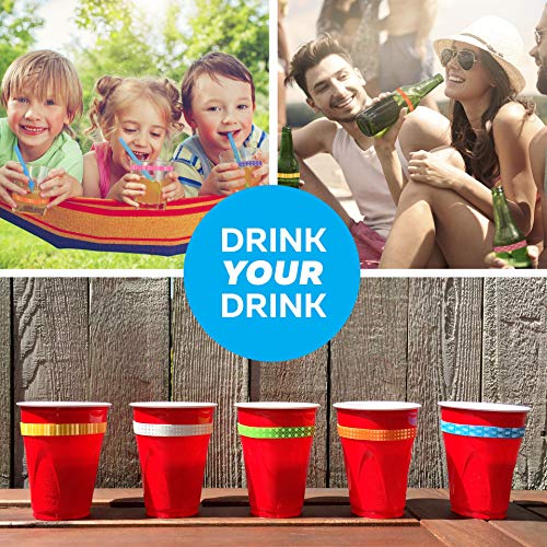 BevBands Drink Markers Set of 8 - Series 1 Water Bottle Bands - Reusable & Dishwasher Safe