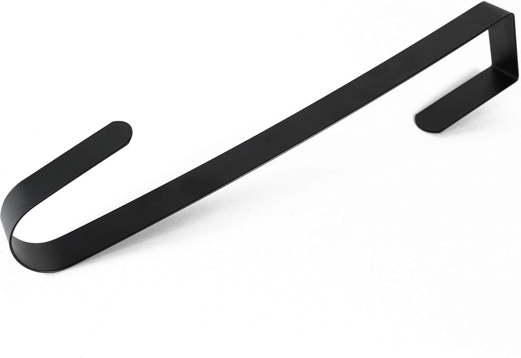 RN'D Over Door Wreath Hanger Hook - Slim Metal Holder for Seasonal Wreaths | Black, 12-Inch