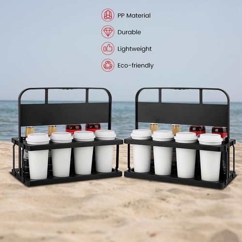 Reusable Drink Carrier with Handle for Food Delivery Drivers, Portable 8 Cup/Coffee Holder Accessories for Delivery, Foldable Drinks Caddy with Tray, Car Durable Plastic Festive Bottle, Vacation