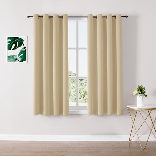 ChrisDowa Blackout Curtains - Thermal Insulated Grommet Room Darkening Panels, Biscotti Beige, 52 x 63 Inch