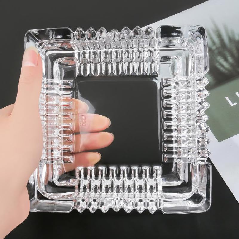 Handmade Glass Ashtray – Decorative Crystal Ash Holder for Home and Patio