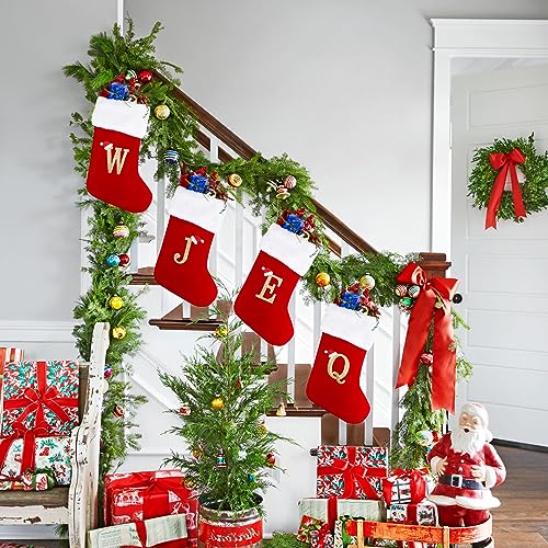 20-Inch Monogram Christmas Stocking - Red Velvet with Plush Cuff