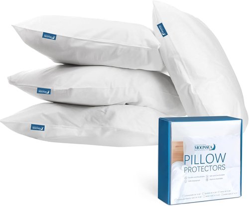 King Pillow Protector by [Brand Name] - Waterproof Zipper Encasement | 20x36 Inch, 4 Pack, White
