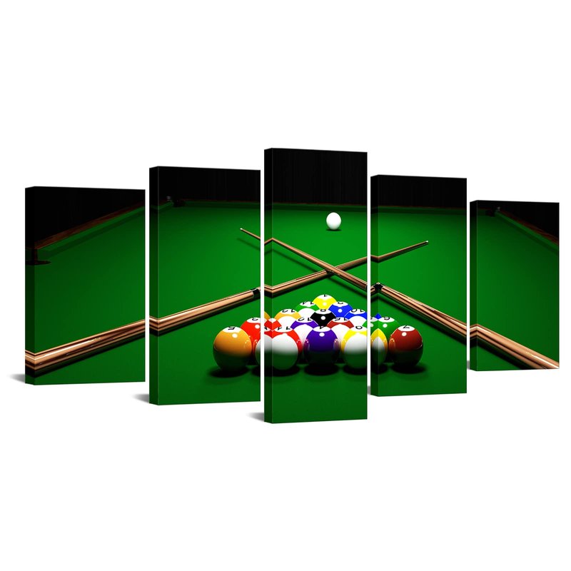YeiLnm Billiards Ball Picture Sports Posters 5 Pieces Wall Art for Playing Pool Bar Game Room