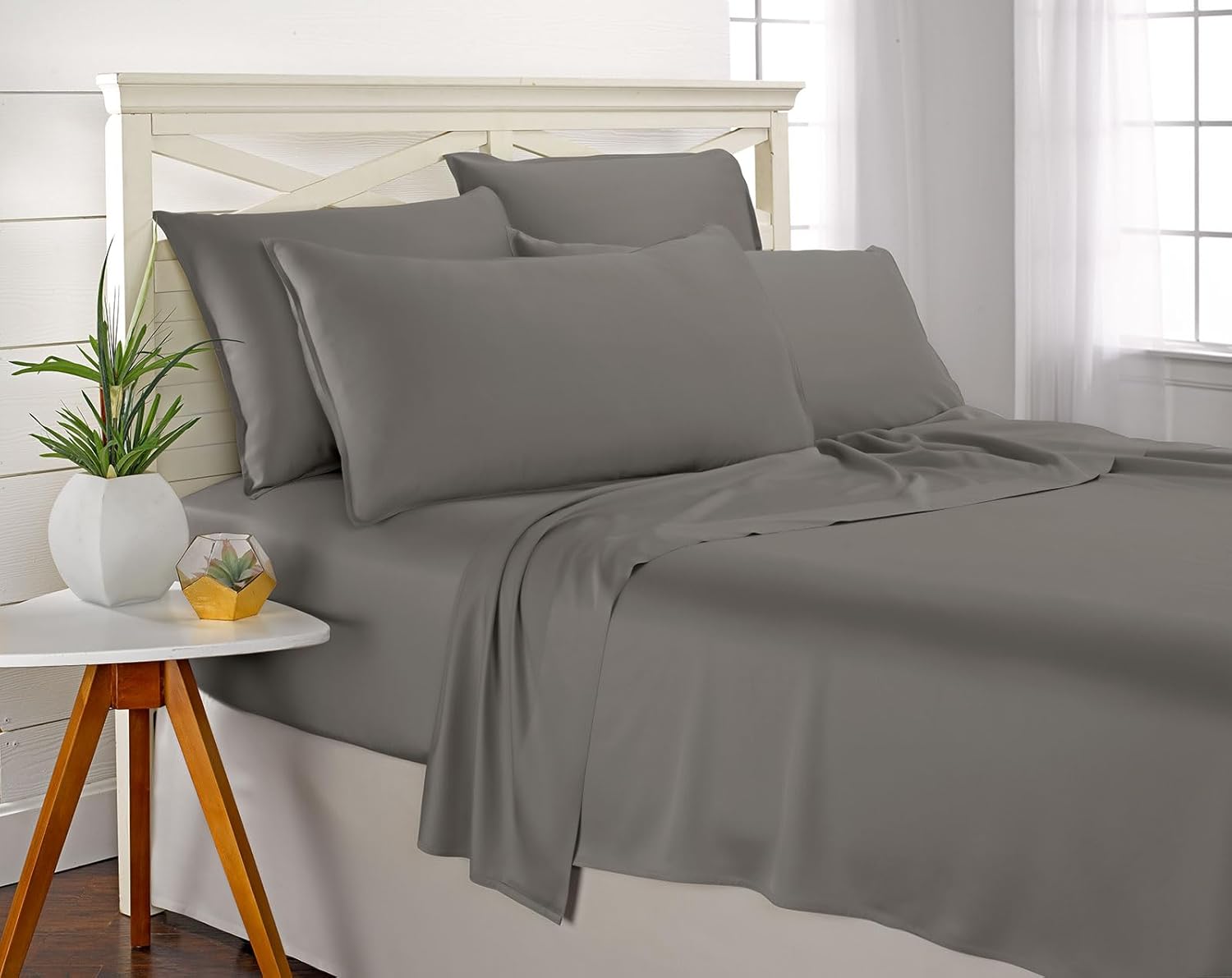 Pure Bamboo King Sheets - Luxuriously Soft 100% Organic Viscose Bed Sheet Set | Cooling & Durable (Graphite)