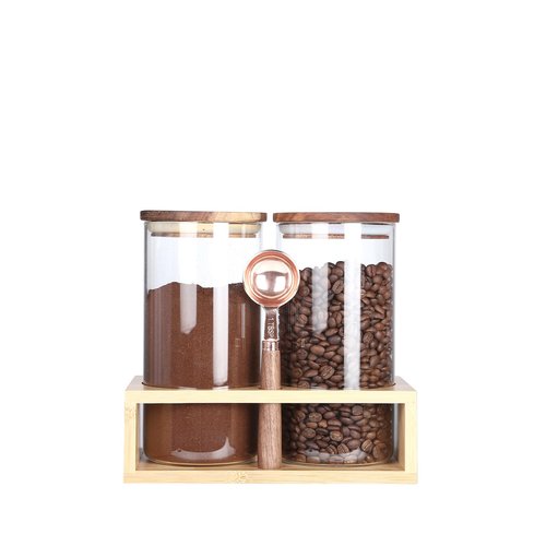 KKC HOME ACCENTS Coffee Beans Storage Canisters with Airtight Lids,Glass Storage Jars for Grinder Coffee,Loose Tea,Matcha,Nuts