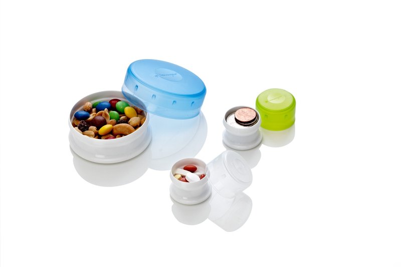 humangear GoTubb – Storage Containers for Snacks, Small Essentials and Travel Gear, Made from Food-Safe Materials, Clear/Green/Blue, Small (3-pack)