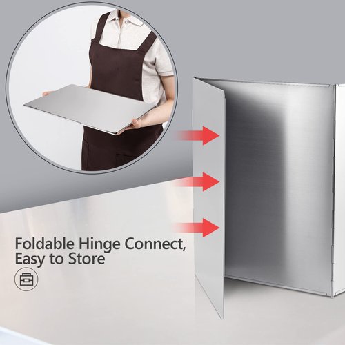 3 Sided Oil Splatter Guard, Upgrade Stainless Steel Anti Splatter Shield for Stove Top Cooktop, Yhuitek Foldable Grease Splatter Screen Oil Barrier, 11.7" x 14.7" (H)