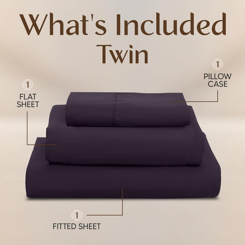 Utopia Bedding Twin Sheet Set - Soft, Breathable Microfiber 3-Piece Bed Sheets | Dark Purple