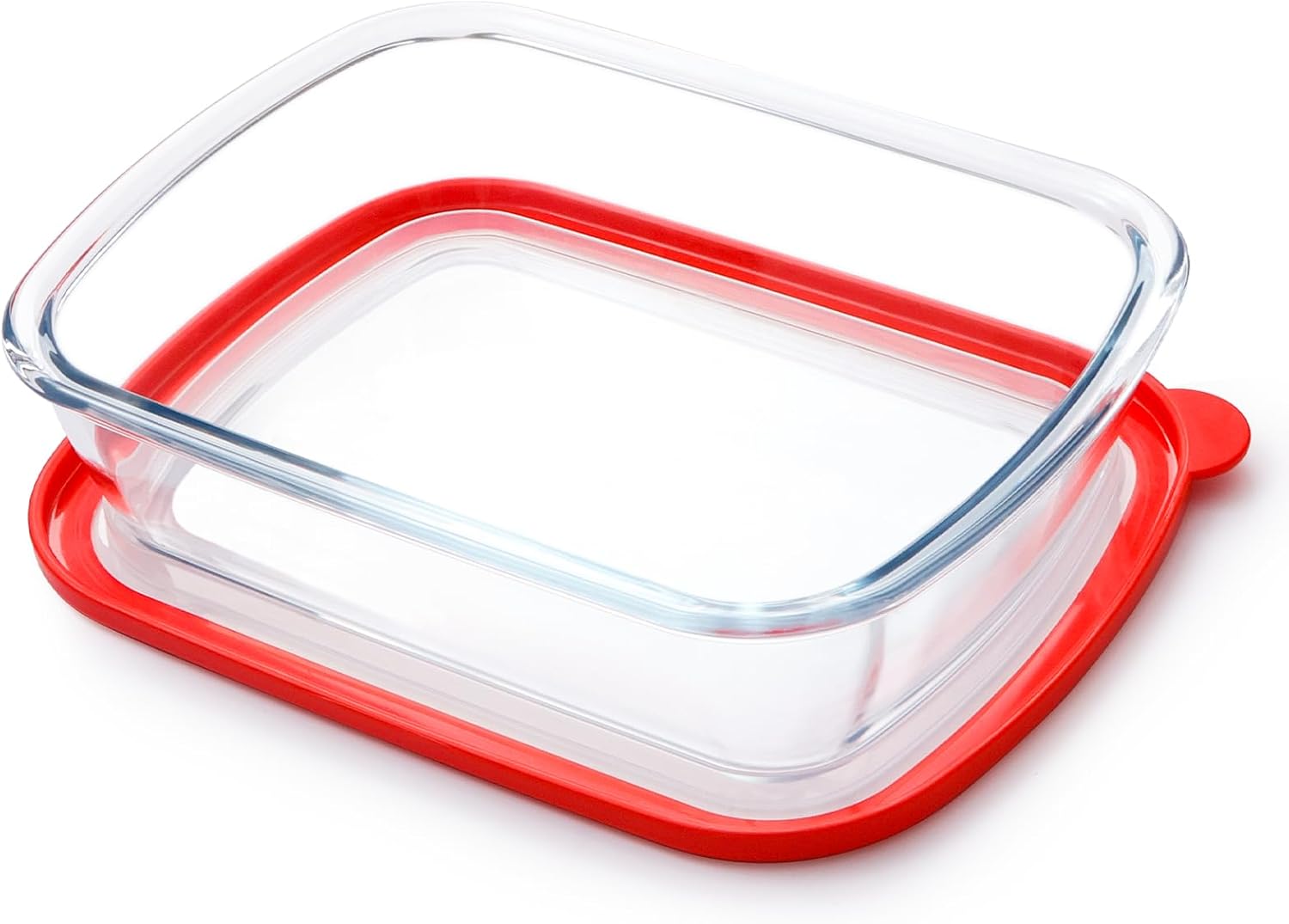 NUTRIUPS Tempered Glass Baking Dish - One Serving Oven Bakeware with Lid | Clear 1.25L Size