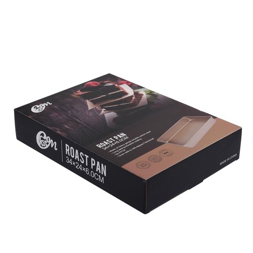 Kitcom Nonstick Roasting Pan for Baking, 13.4x9.4x2.4 Inch Cake Molds, Heavy Duty Rectangular Baking Pan for Oven, Champagne Gold