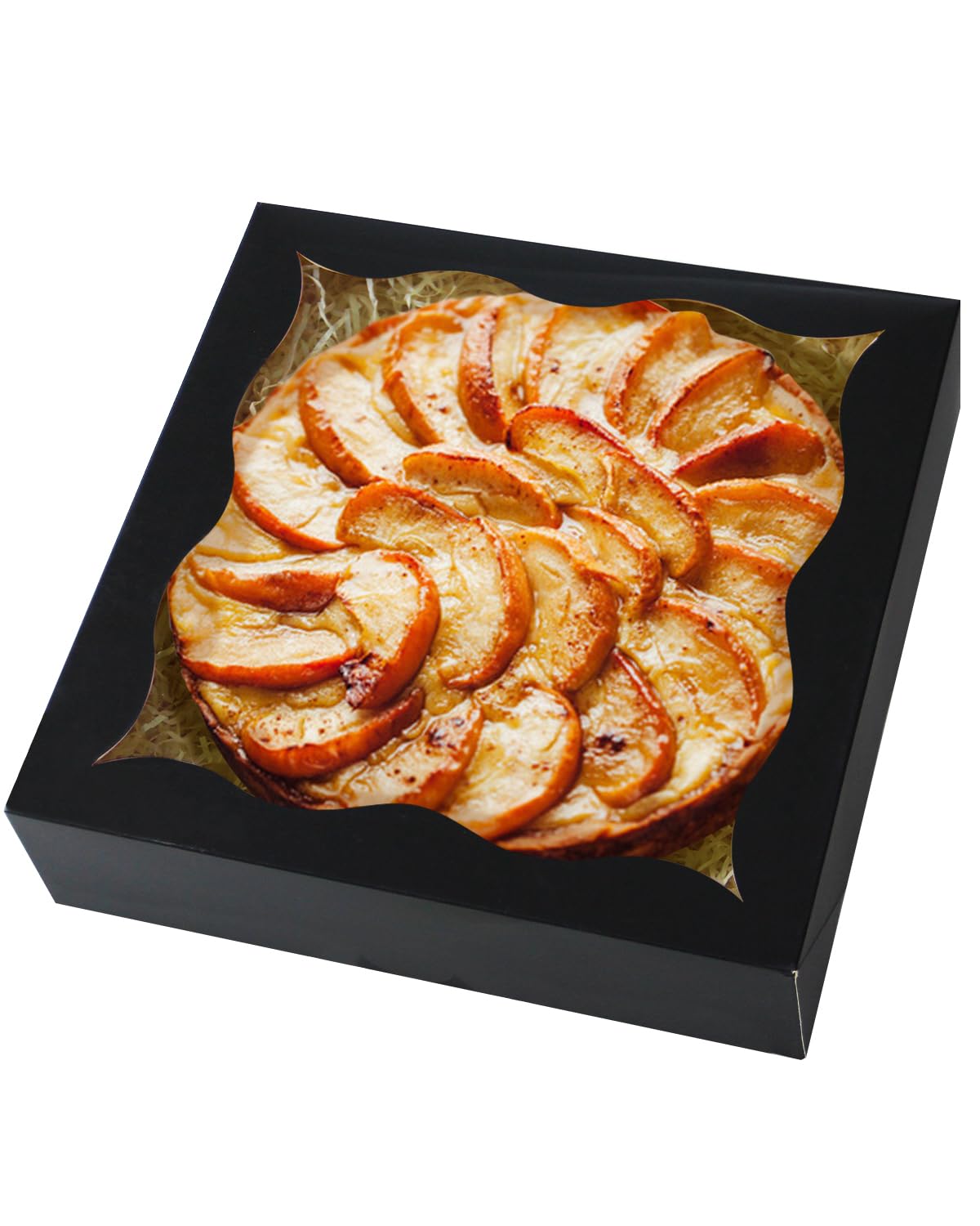 qiqee Auto-pop Up Black Pie Boxes with Window 24Packs 12x12x3 Inch Cookie Donut Bakery Box