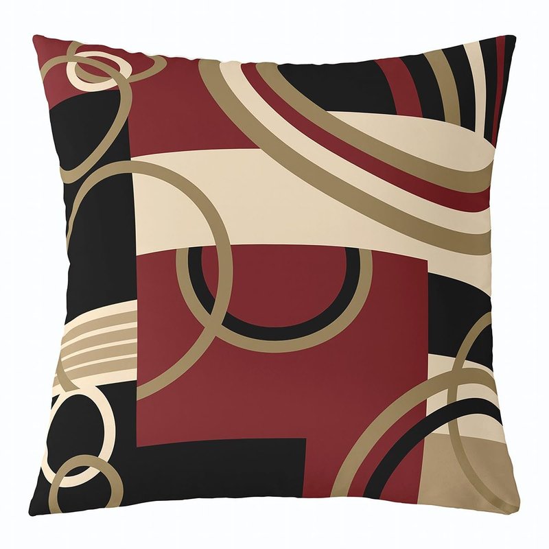 Feelyou Geometric Throw Pillow Covers 20"x20" Set of 2 Geometric Brown Black Red Pillow Cases Cushion Covers for Living Room Bedroom Stripe Line Decor Throw Pillowcases for Sofa Couch Chair