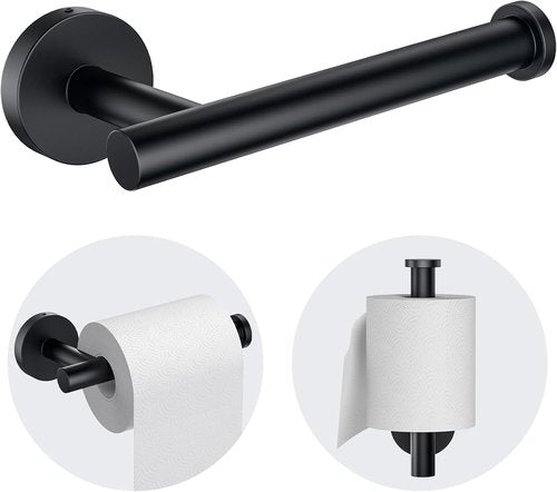 Kitsure Toilet Paper Holder - Sturdy Matte Black Wall-Mounted Design | Premium 304 Stainless Steel for Mega Rolls