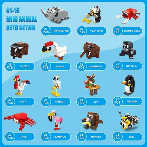 HOGOKIDS Animal Building Blocks - 30 Packs Party Favors for Kids | Perfect for Easter & Valentine's Gifts
