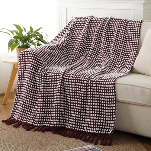 Battilo Red Textured Dot Throw Blanket 50x60 Inches - Ultra-Soft & Cozy
