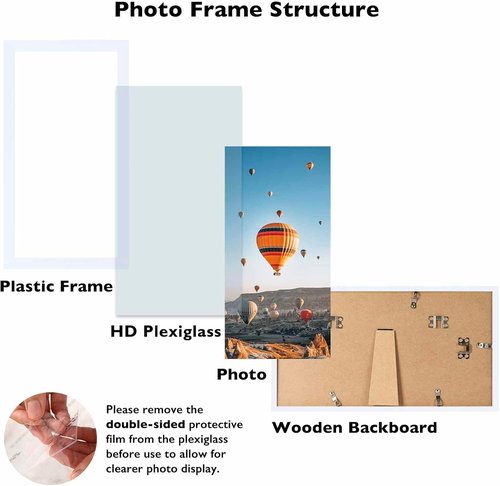 JCJMY 5x9 Picture Frame - White Wall Hanging & Tabletop Display | Shatter-Resistant Plexiglass