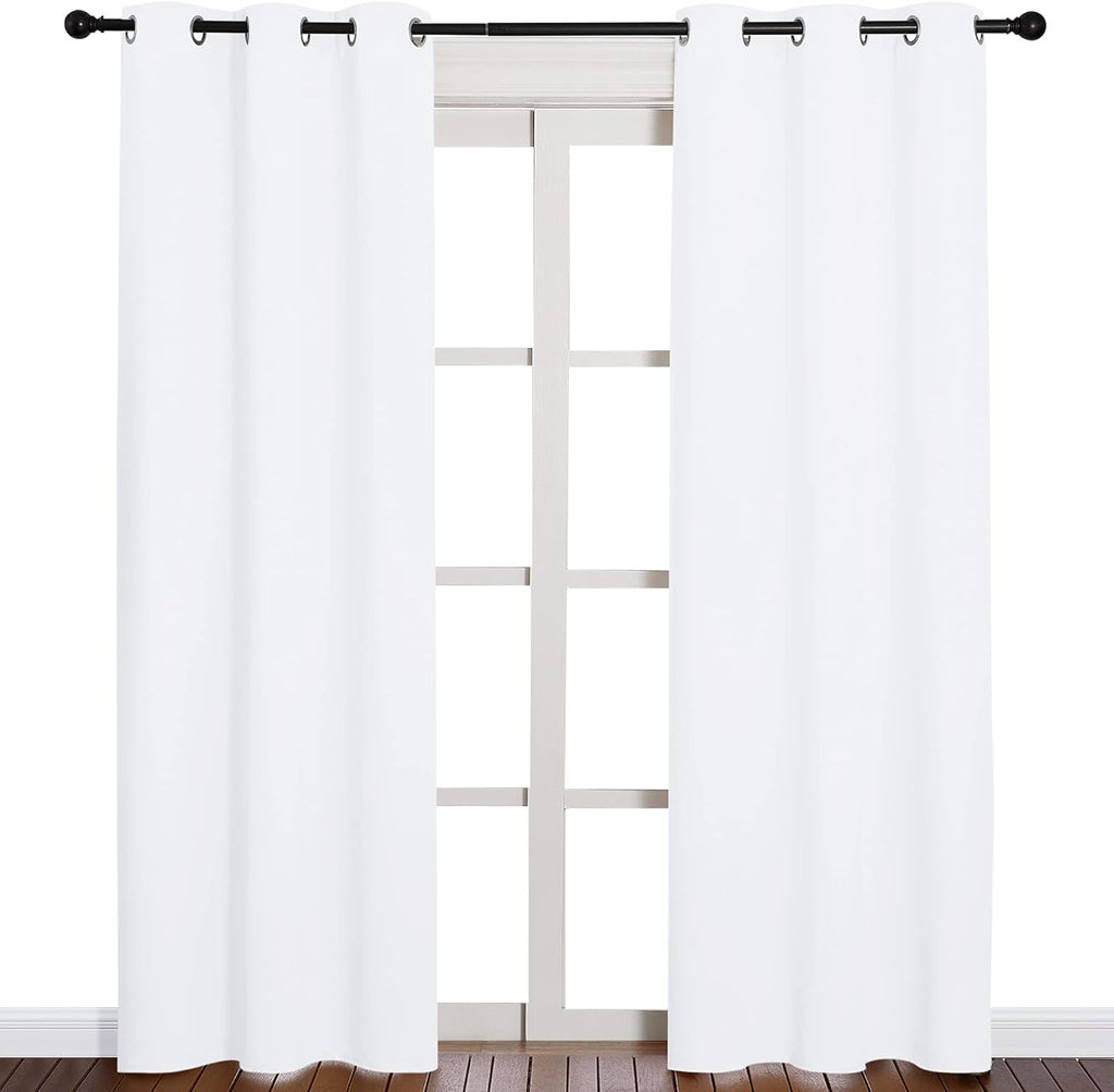 NICETOWN Curtain Set | 50% Light Reducing Drapes for Living Room & Patio Door - 2 Panels, 42"x84", Pure White