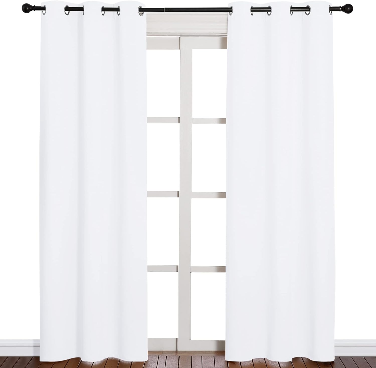 NICETOWN Curtain Set | 50% Light Reducing Drapes for Living Room & Patio Door - 2 Panels, 42"x84", Pure White