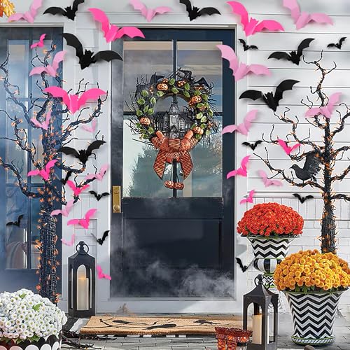 72 Pcs 3D Halloween Bat Wall Decor Stickers - Realistic PVC Bats
